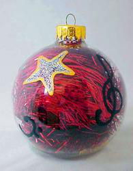 Musical Stars Design - Hand Painted - Heavy Glass Ornament - 3.25 inch diametermusical 