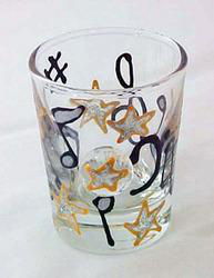 Musical Stars Design - Hand Painted - Collectible Shot Glass - 2 oz.musical 