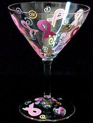 Pretty in Pink Design - Hand Painted - Grande Martini - 10 oz.pretty 