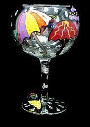 Raindrops & Rainbows Design - Hand Painted - Grande Goblet - 17.5 oz.raindrops 