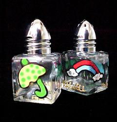 Raindrops & Rainbows Design - Hand Painted - Mini Salt & Peppers, .5 oz., Set of 2raindrops 