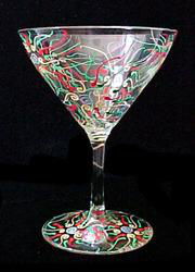 Regal Poinsettia Design - Hand Painted - Grande Martini - 10 oz.regal 