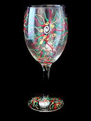 Regal Poinsettia Design - Hand Painted - Grande Wine -16 oz.regal 