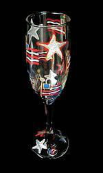 Stars & Stripes Design - Hand Painted - Flute - 6 oz.stars 