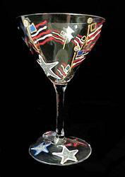 Stars & Stripes Design - Hand Painted - Martini - 7.5 oz.stars 