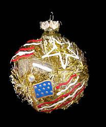 Stars & Stripes Design - Hand Painted - Heavy Glass Ornament - 3.25 inch diameterstars 