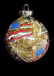 Stars & Stripes Design - Hand Painted - Heavy Glass Ornament - 2.75 inch diameterstars 