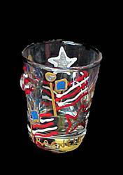 Stars & Stripes Design - Hand Painted - Collectible Shot Glass - 2 oz.stars 