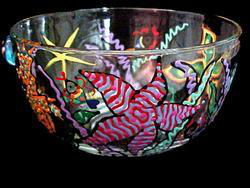 Stars of the Sea Design - Hand Painted - Serving Bowl - 11 inch diameterstars 