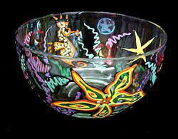 Stars of the Sea Design - Hand Painted - Serving Bowl - 6 inch diameterstars 