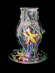 Stars of the Sea Design - Hand Painted - 8 inch Hurricane Shade and 7 inch platestars 