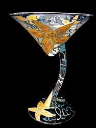 Sunflower Majesty Design - Hand Painted - Sexy Martini - 7 oz. (curved stem)sunflower 