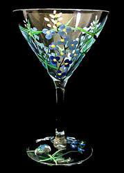 Texas Bluebonnets Design - Hand Painted - Grande Martini - 10 oz.texas 