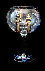 Torah & Candles Design - Hand Painted - Grande Goblet - 17.5 oz.torah 