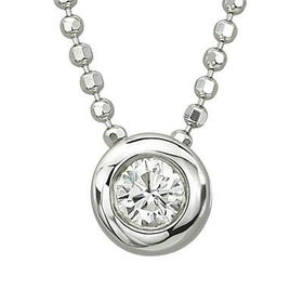 14K White Gold Bezel Set Round Diamond Necklacewhite 