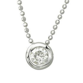 14K White Gold Bezel Set Round Diamond Necklacewhite 