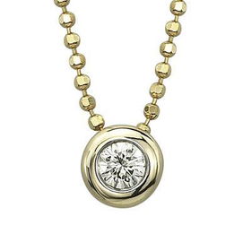 14K Yellow Gold Bezel Set Round Diamond Necklaceyellow 