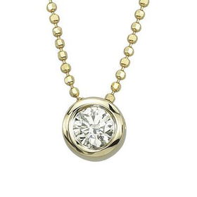 14K Yellow Gold Bezel Set Round Diamond Necklaceyellow 