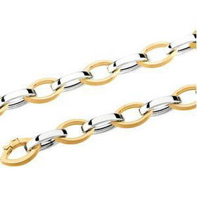 14K Two Tone Gold Fancy Link Chain - 17 Inchestwo 