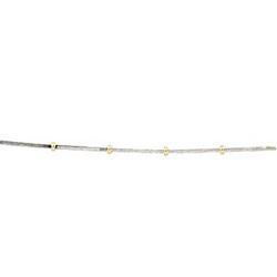 14K Two Tone Gold Square Snake With Bead Chain - 16 inchestwo 