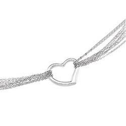 14K White Gold 8 Strand Rolo With Heart Chain - 16.00 incheswhite 