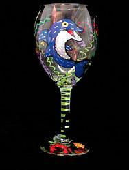 Dazzling Dolphin Design - Hand Painted - Grande Wine - 16 oz..dazzling 