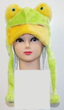 Plush Frog Winter Hat With Short Poms