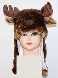 Plush Moose Winter Hat With Short Poms