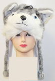 Plush Wolf Winter Hat With Short Poms