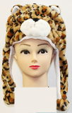 Plush Cheetah Winter Hat With Short Poms