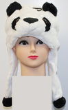 Plush Panda Winter Hat With Short Poms