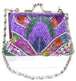 Fully Beaded Purse - Purple