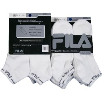 Men's Fila White with Grey Low Cut Sock Case Pack 6