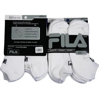 Men's Fila White with Black No Show Sock Case Pack 6