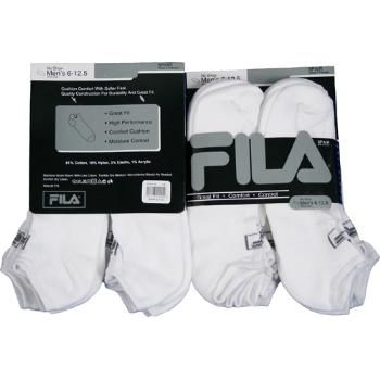 Men's Fila White with Grey No Show Sock Case Pack 6