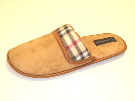 Men's Slip-On Slippers with Plaid Trim Case Pack 30