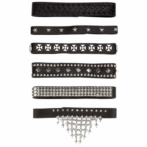 Diamond Plate&trade; 6pc Genuine Leather Choker Set