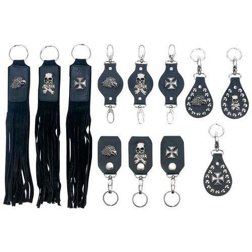 Diamond Plate&trade; 12pc Genuine Leather Keychain Set