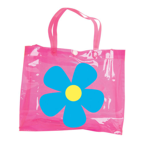 9X3X7.50""Vinyl Flower Print Tote Bag Case Pack 12