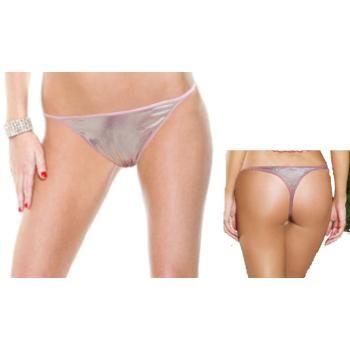 Ladies T-Back G-String Thong with Foil Fabric Case Pack 216