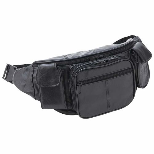 Embassy&trade; Large Solid Genuine Leather Waist Bag