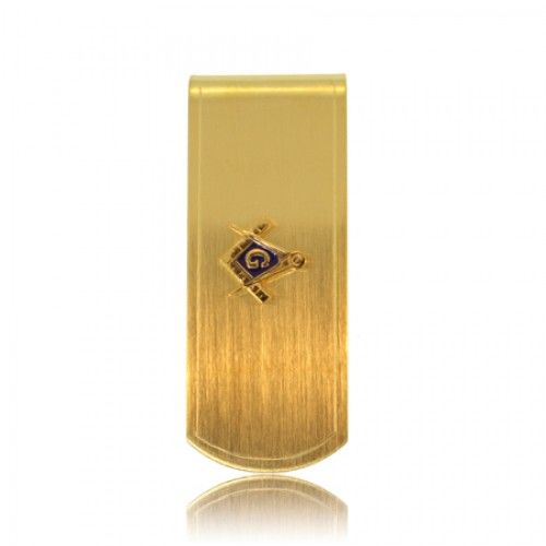 Masonic Money Clip Yellow Metal Gold Electroplate New