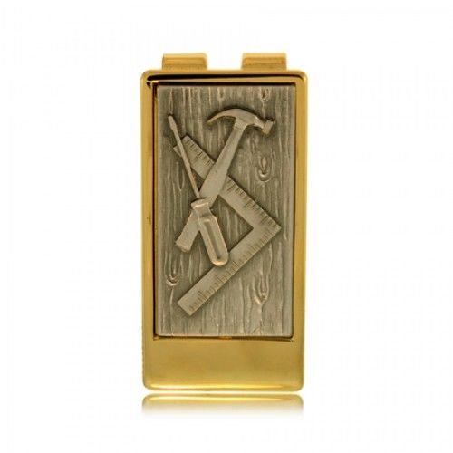 Gents Carpenter Money Clip Goldtone W/ Hardware New