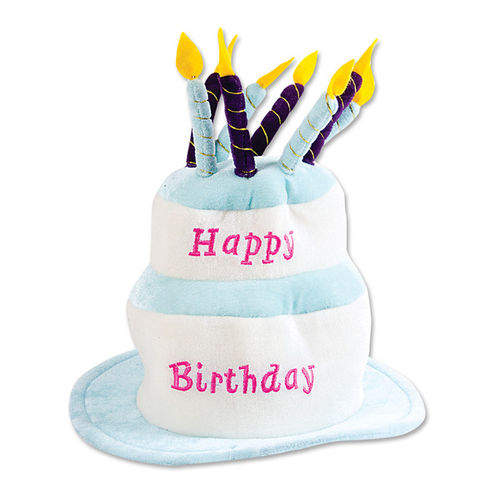 White Velvet Happy Birthday Hat