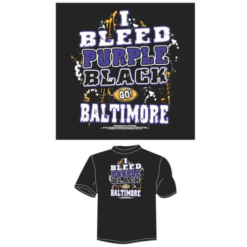 Black ""I Bleed Purple & Black-GO Baltimore"" TShirt Case Pack 24