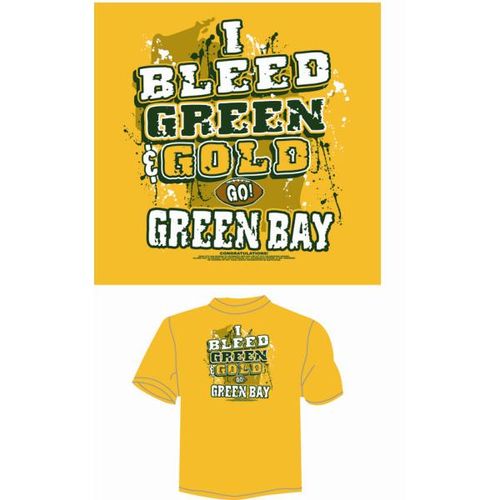 Yellow ""I Bleed Green Gold - GO Green Bay"" T-Shirt Case Pack 6