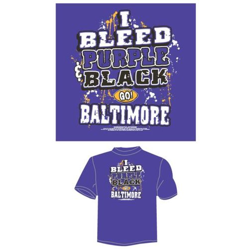 Purple""I Bleed Purple & Black-Go Baltimore"" TShirt Case Pack 24