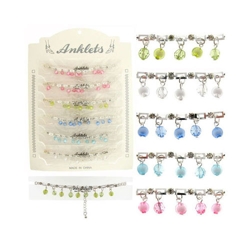 Anklets w/Color Bead Charms Case Pack 60