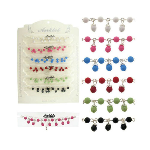 Anklet w/Colored Bead Charms Case Pack 60