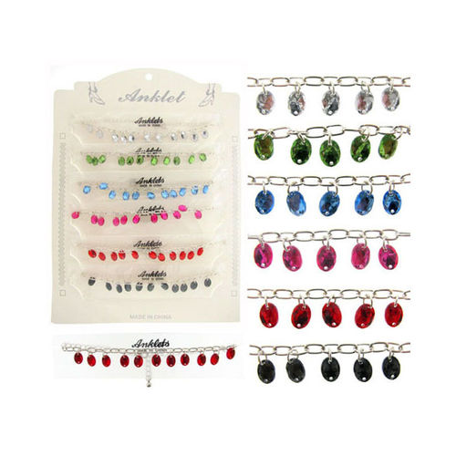 Anklets w/ Mirrored Oval Charms Case Pack 60